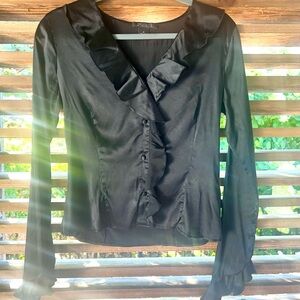 Vintage SILK The Limited Elegant Ruffled Long Sleeve Occasion Special Blouse